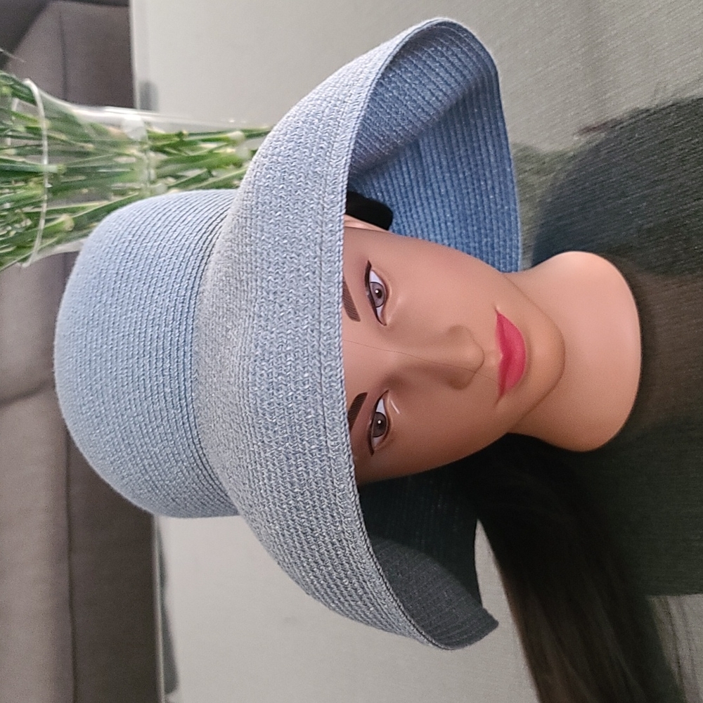 VINTAGE BETMAR NY Blue Oversized Floppy Hat Packable Beach Travel Sun Luxe - Picture 15 of 16